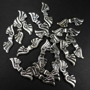 Metal bead angel wings wave-shaped 44×14 mm