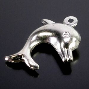 Pendentif métal dauphin argenté 19×15 mm