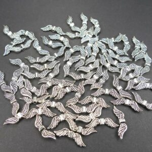 Metal bead angel wings 23×7 mm, 4 pieces