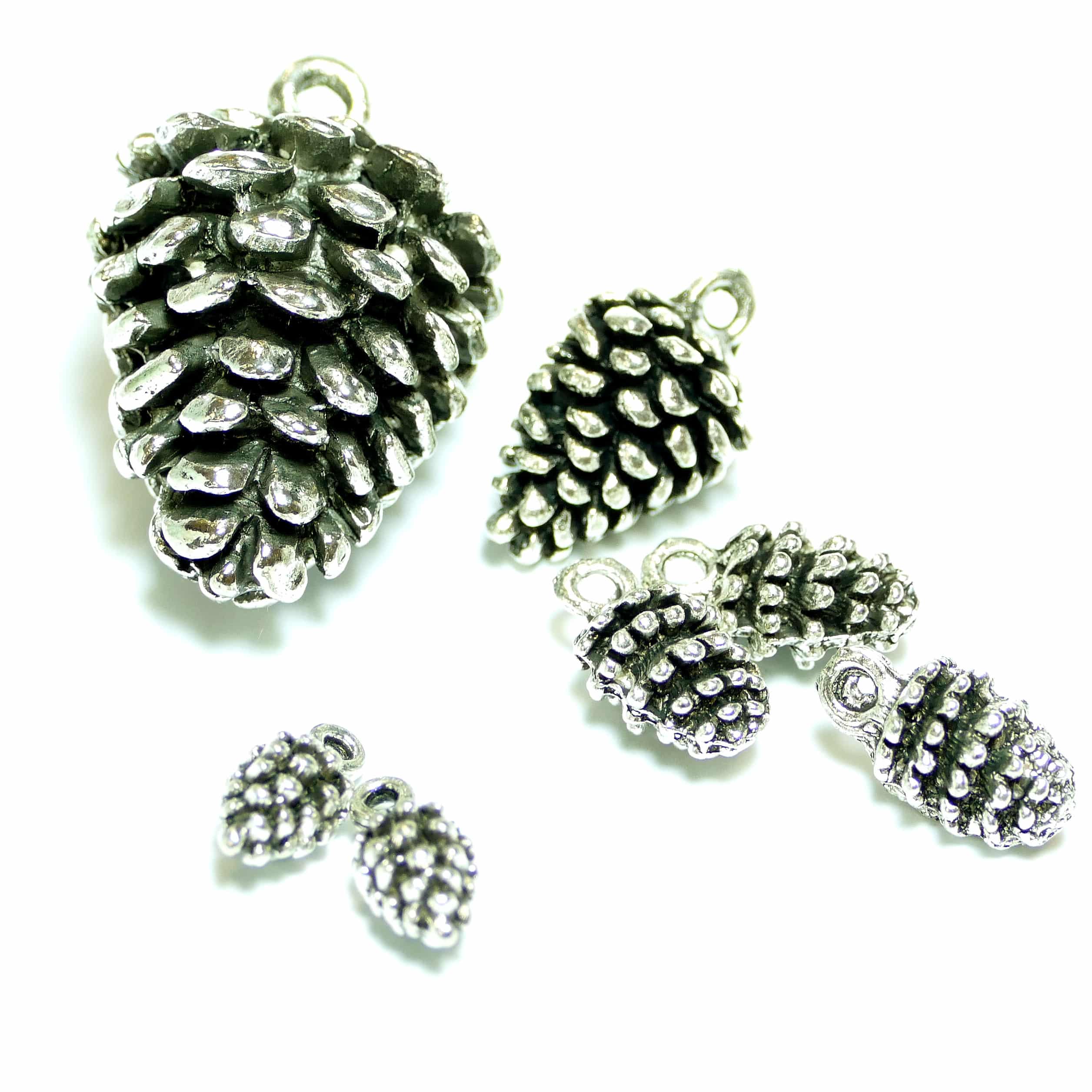 Metal pendant pine cones 20×12 mm