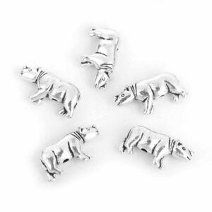 Metal bead rhinoceros 19×10 mm, 4 pieces
