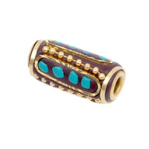 Tibetische Perle Zylinder gold 18×9 mm