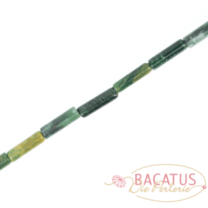 Afrika Jade Röhrchen glanz Grüntöne ca. 4x13mm, 1 Strang