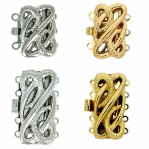 “Art Nouveau” snap clasp NEUMANN 2, 3 or 5 rows gold-plated or rhodium-plated