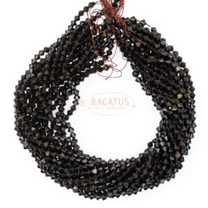 Gold Obsidian Bicone faceted black gold approx. 6x6mm, 1 strand