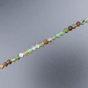 Chrysoprase bicone faceted green orange approx 4x4mm, 1 strand