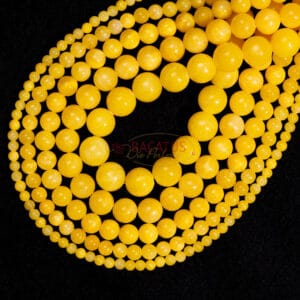 Jade Mashan Kugel glanz gelb 4-14 mm, 1 Strang