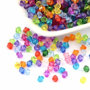 Perles acryliques bicône 6 mm mélange coloré 50x
