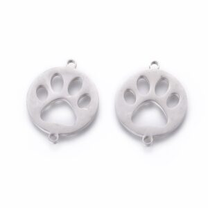 “Dog paw” connector, 2 eyelets, stainless steel 20x16x1.5 mm