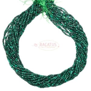 Malachite cube faceted green tones approx. 2.5mm, 1 strand
