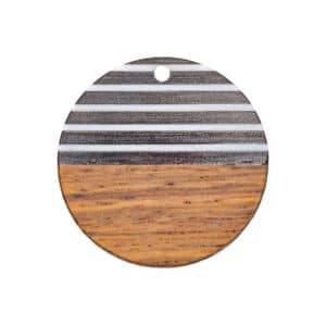 Disco pendente in legno e resina, rotondo nero, bianco 28,5×3,5 mm