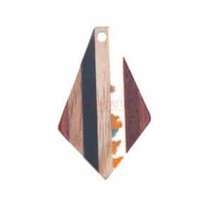 Holz & Resin Anhänger Rhombus türkis, orange 33 x 20 x 2,5 mm 1 Stück