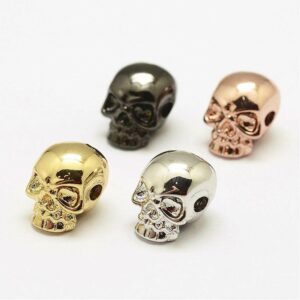 Perle en métal tête de mort brillante sélection de couleurs 11×10 mm