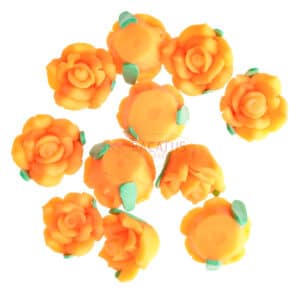 Plastic beads clay roses orange 13×8 mm, 10 pcs