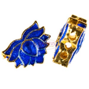 Metallperle Lotusblume Emaille Cloisonné 10×7 mm gold blau