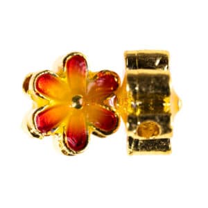 Metallperle Blüte Emaille Cloisonné 8 mm gold rot