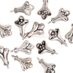 Metal pendants lily, silver 15 x 9 mm 5 pieces