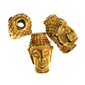 Perline in metallo Testa di Buddha “look nobile” 14 x 9 mm metallo, placcato oro 1x