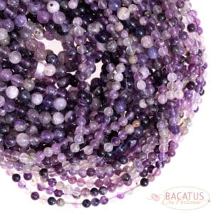B-grade fluorite plain round glossy purple 6-8mm, 1 strand