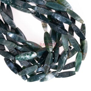 Moss agate tubes shiny approx. 8x30mm, 1 strand