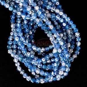 Tibetan agate plain round 3-eye pattern blue approx. 6mm, 1 strand