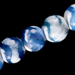 Tibetan agate plain round wave pattern blue approx. 6mm, 1 strand