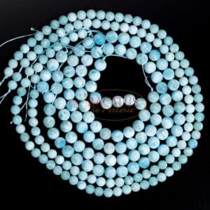 AAA-Grade Larimar plain round shiny approx. 6 and 8mm, 1 strand
