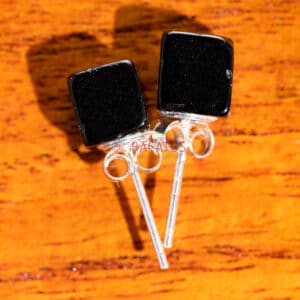Clous d’oreilles cube onyx argent 925 6 mm, 1 paire