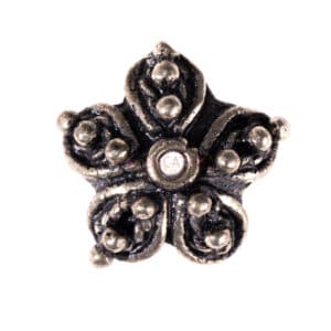 Cappuccio di perle motivo a pois in fiore placcato argento 12 mm, 3 pezzi