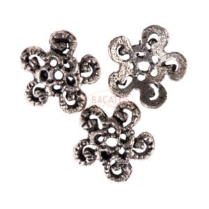 Perla cap fiore filigrana placcato argento 12 mm, 3 pezzi