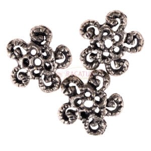 Capuchon perle fleur filigrane plaqué argent 12 mm, 3 pièces
