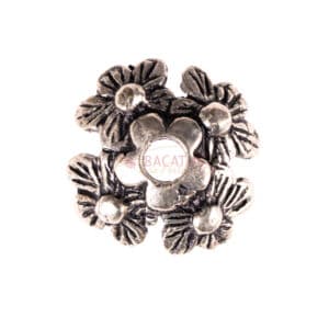 Tappo di perline fiore di fiori placcato argento 12 mm, 2 pezzi