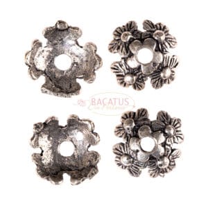 Bead cap flower made of flowers silver plated 12 mm, 2 pieces