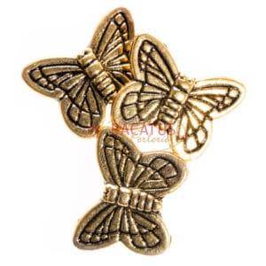 Metallperle Schmetterling gold 14 mm, 4 Stück