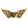 Metal bead wings with heart color choices 22 and 40 mm - gold, 22mm