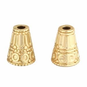 Capuchon perle cône métal doré mat 15×12 mm