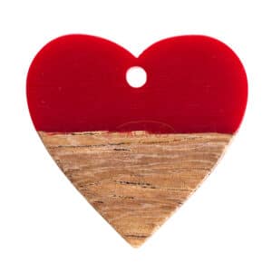 Holz & Resin Anhänger Herz rot 24 x 25 mm 1 Stück