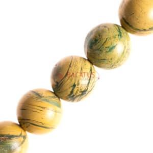 Tatouage boule de jaspe brillant jaune noir environ 6-14mm, 1 brin