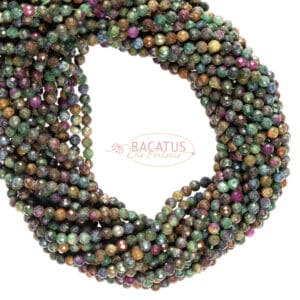 Green Ruby Zoisite 2-2.5 mm Beads 925 Sterling Silver 41 cm Strand Necklace YHG5 
