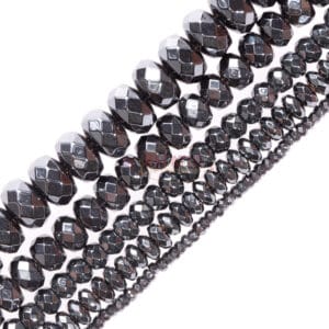 Hematite rondelle faceted anthracite size selection, 1 strand