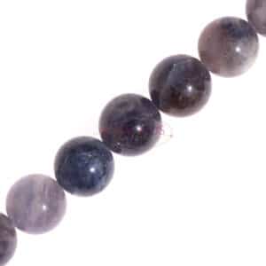 Perles d’iolite lilas brillants environ 4-10 mm, 1 rang