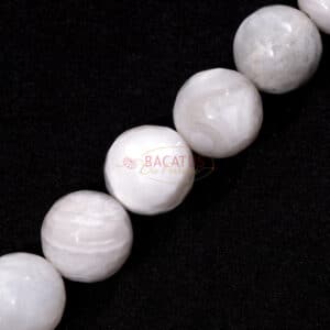 Agate Crazy Lace plain round faceted white approx. 4-12mm, 1 strand