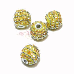 Indonesische Perle Kugel ca. 20×19 mm gelb silber 1x