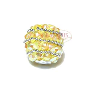 Indonesische Perle Kugel ca. 20×19 mm gelb silber 1x