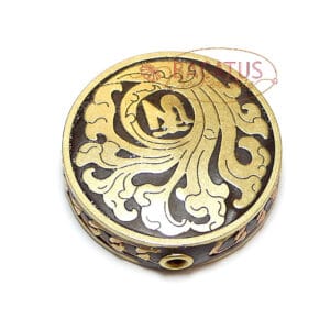 Indonesische Perle Scheibe „OM“ ca. 29×8 mm braun gold 1x