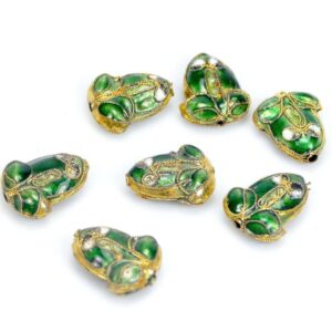 Metallperle Frosch grün gold 16 x 13 mm