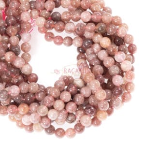 Perle di quarzo fragola lucide circa 10 mm, 1 filo