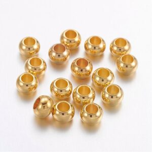 Messingperle Rondell 6 x 4 mm hell gold 5x