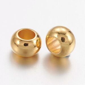 Messingperle Rondell 6 x 4 mm hell gold 5x