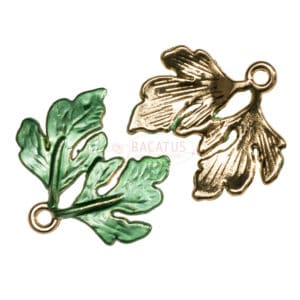 hübsche Metallanhänger “Blatt” – 7 Varianten, grün + gold 1x